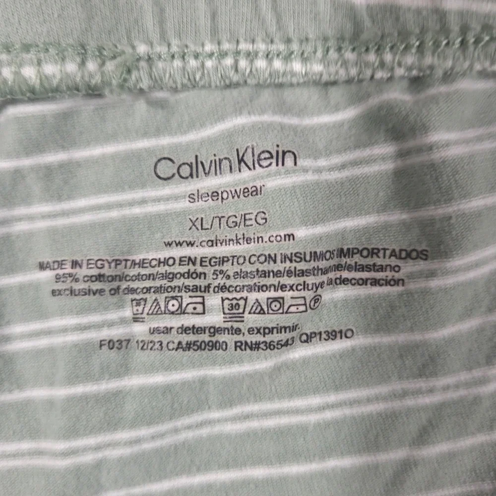 Calvin Klein Womens XL Sage Green White Striped Pajama Set Cami Shorts QP13910